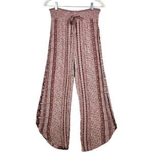 BeBop Juniors Pants Size Large Boho Printed Beachy Flowy Stretch Asymmetrical